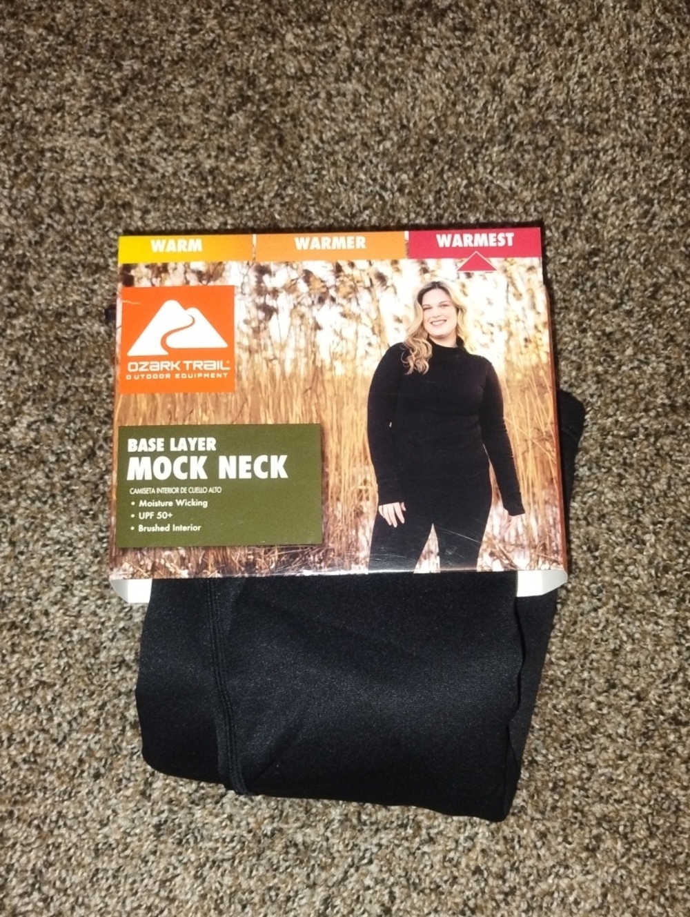 Ozark Trail Black Mock Neck Base Layer Top